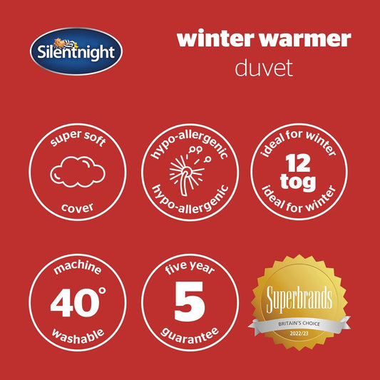 Silentnight Winter Nights Single Duvet – Soft Warm Cosy Thick Heavyweight Winter Quilt Duvet for Cold Nights Comfortable Hypoallergenic and Machine Washable – 125x200cm