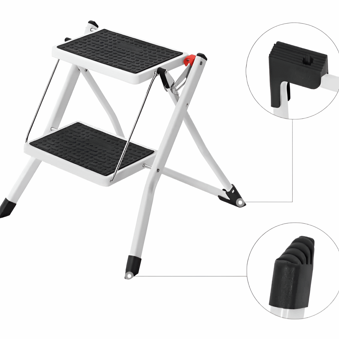 Heavy-Duty 2-Step Folding Step Ladder with Non-Slip Tread