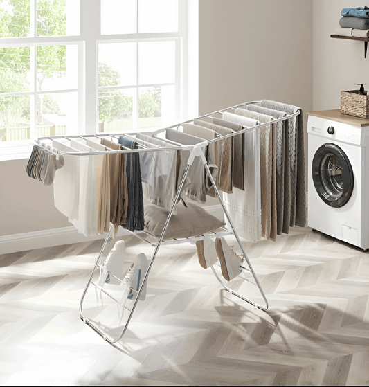 Premium Foldable Clothes Airer Drying Rack – White
