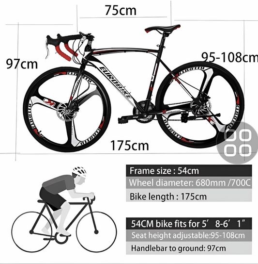 Eurobike XC550 21-Speed Men’s Road Bike 54cm Frame