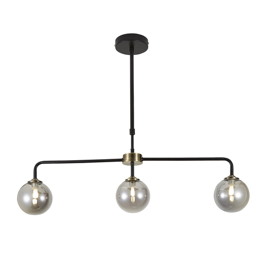 Inlight Agile Matt Glass & metal Black Antique brass & smoked glass effect LED Ceiling light