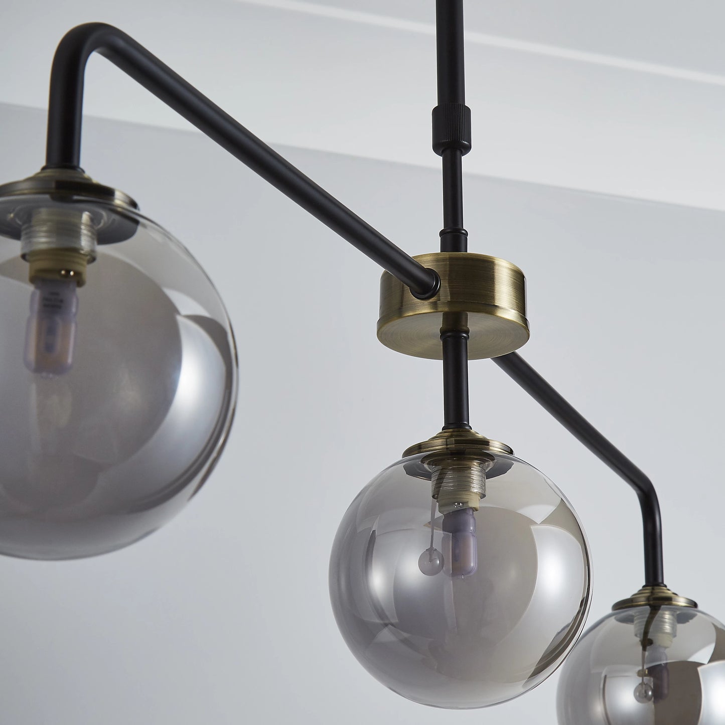 Inlight Agile Matt Glass & metal Black Antique brass & smoked glass effect LED Ceiling light