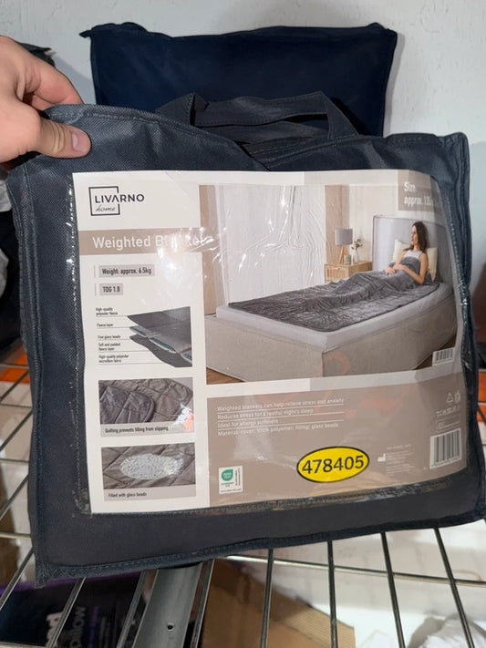 Livarno Home Weighted Blanket 6.5kg Reduces stress and anxiety 135x200cm Grey