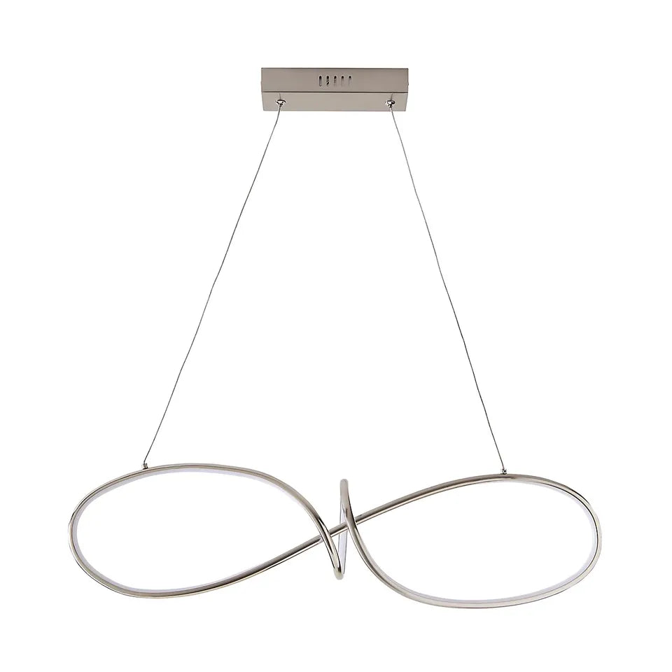 Inlight Leda Spiral Satin Nickel effect LED Pendant ceiling light, (Dia)700mm