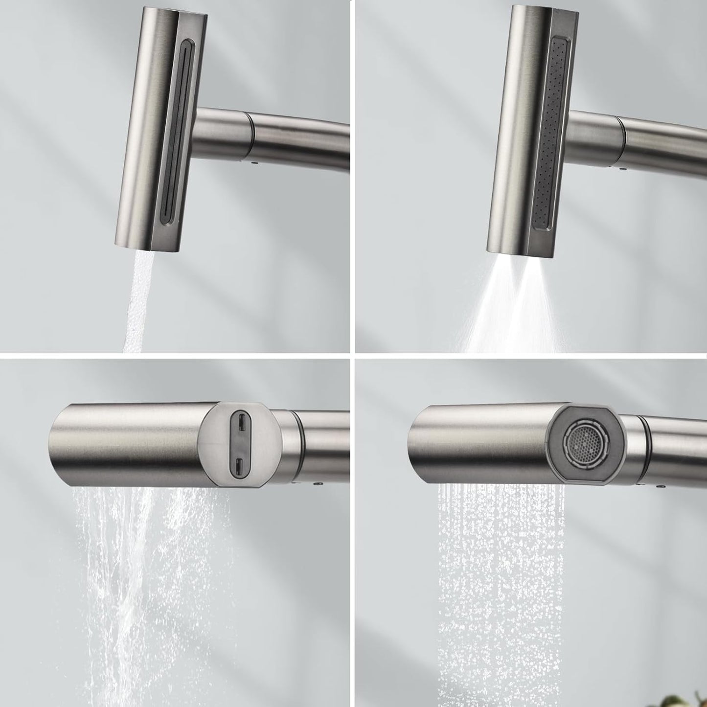 Kitchen Mixer Tap with Extendable Spray Head, 4-Mode Flow, Aerator & Filter – UK Standard (G1/2)