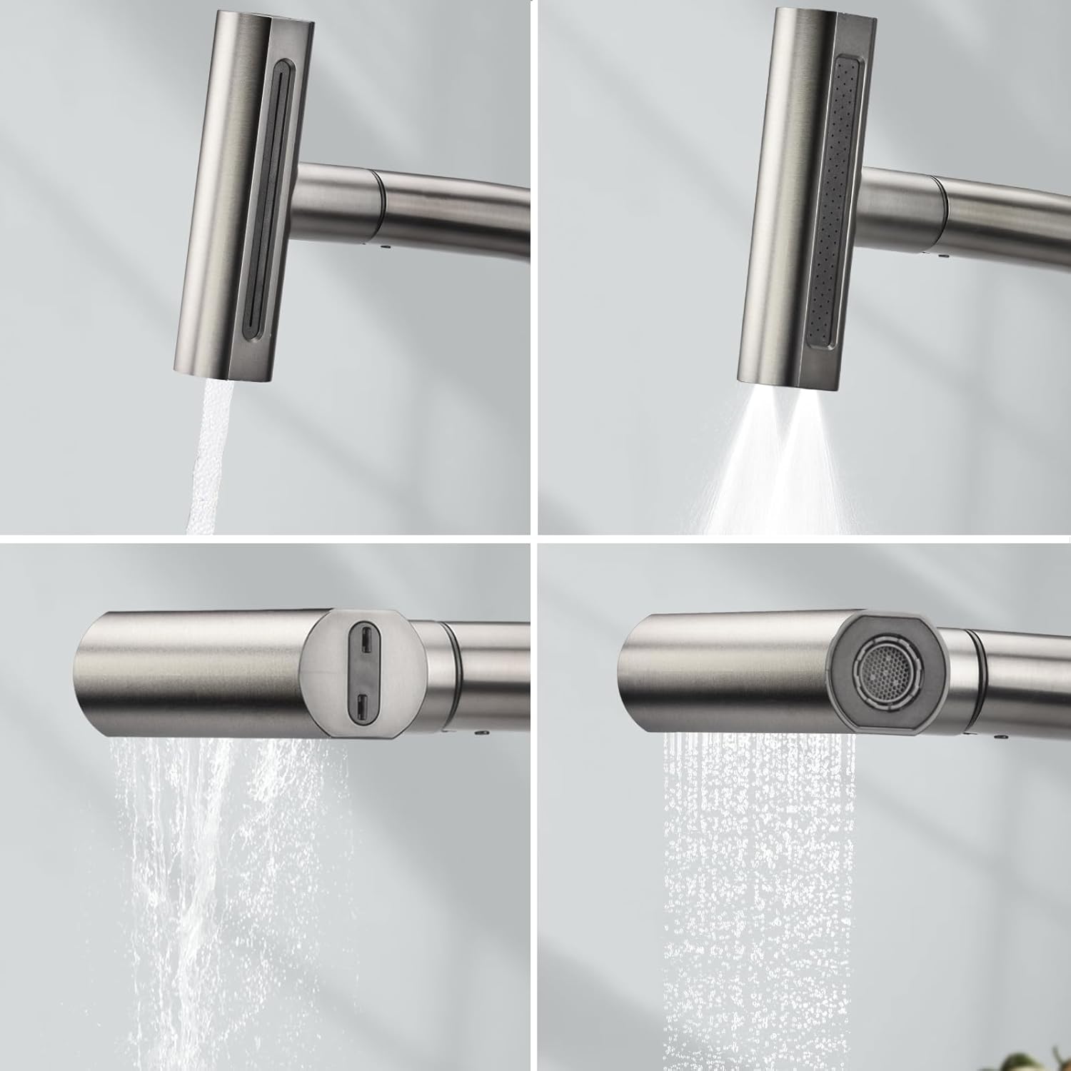 Kitchen Mixer Tap with Extendable Spray Head, 4-Mode Flow, Aerator & Filter – UK Standard (G1/2)