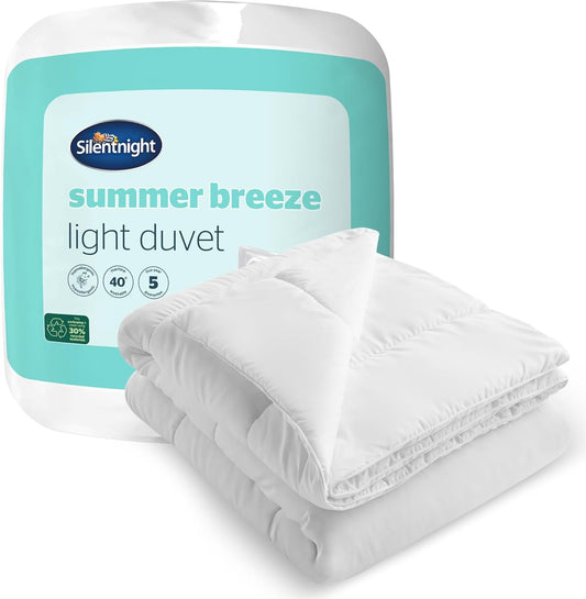 Silentnight Cooler Summer Single Duvet 4.5 Tog – Lightweight Hypoallergenic and Machine Washable Summer Duvet Quilt – Single, White