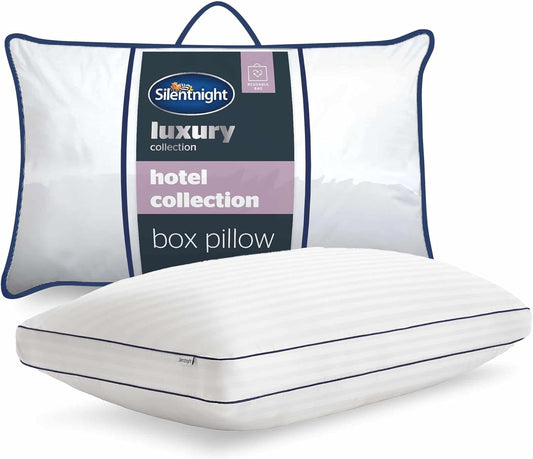 Silentnight Luxury Hotel Collection Box Support Pillow - Hotel Quality Back and Side Sleeper Pillow with Box Wall Design for Extra Head, Neck and Shoulder Support - Pack of 1