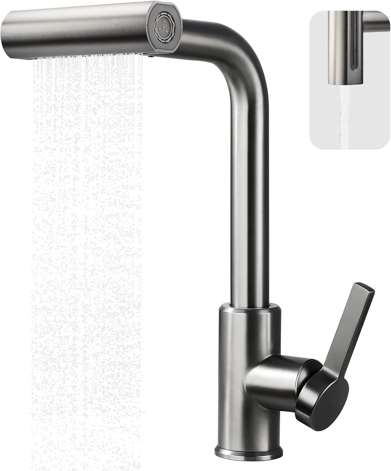 Kitchen Mixer Tap with Extendable Spray Head, 4-Mode Flow, Aerator & Filter – UK Standard (G1/2)