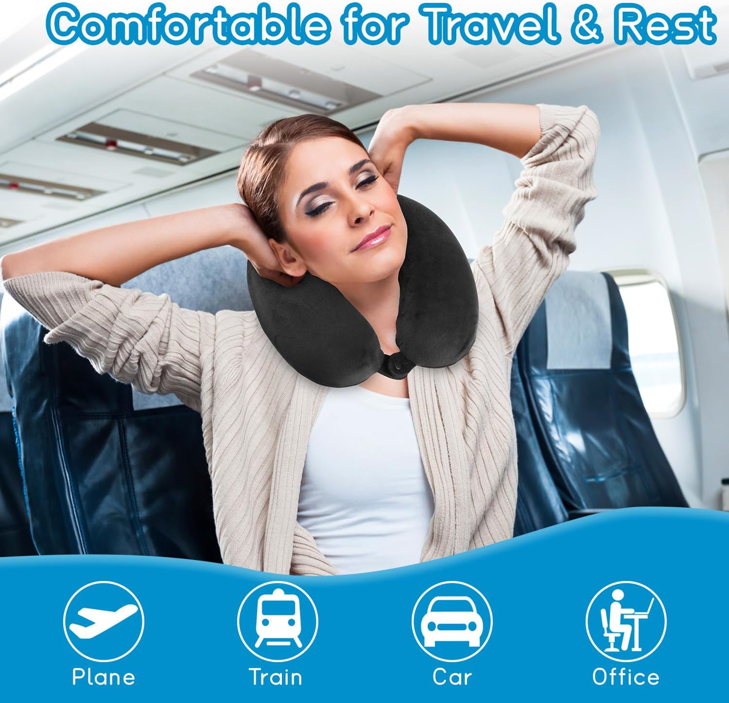 Memory Foam Travel Neck Pillow – Comfortable Head & Neck Support