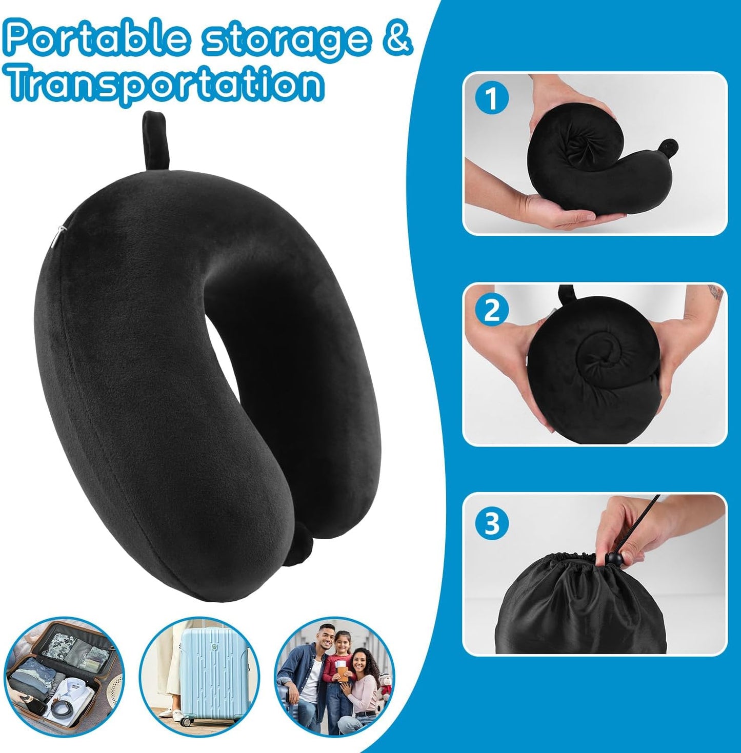 Memory Foam Travel Neck Pillow – Comfortable Head & Neck Support