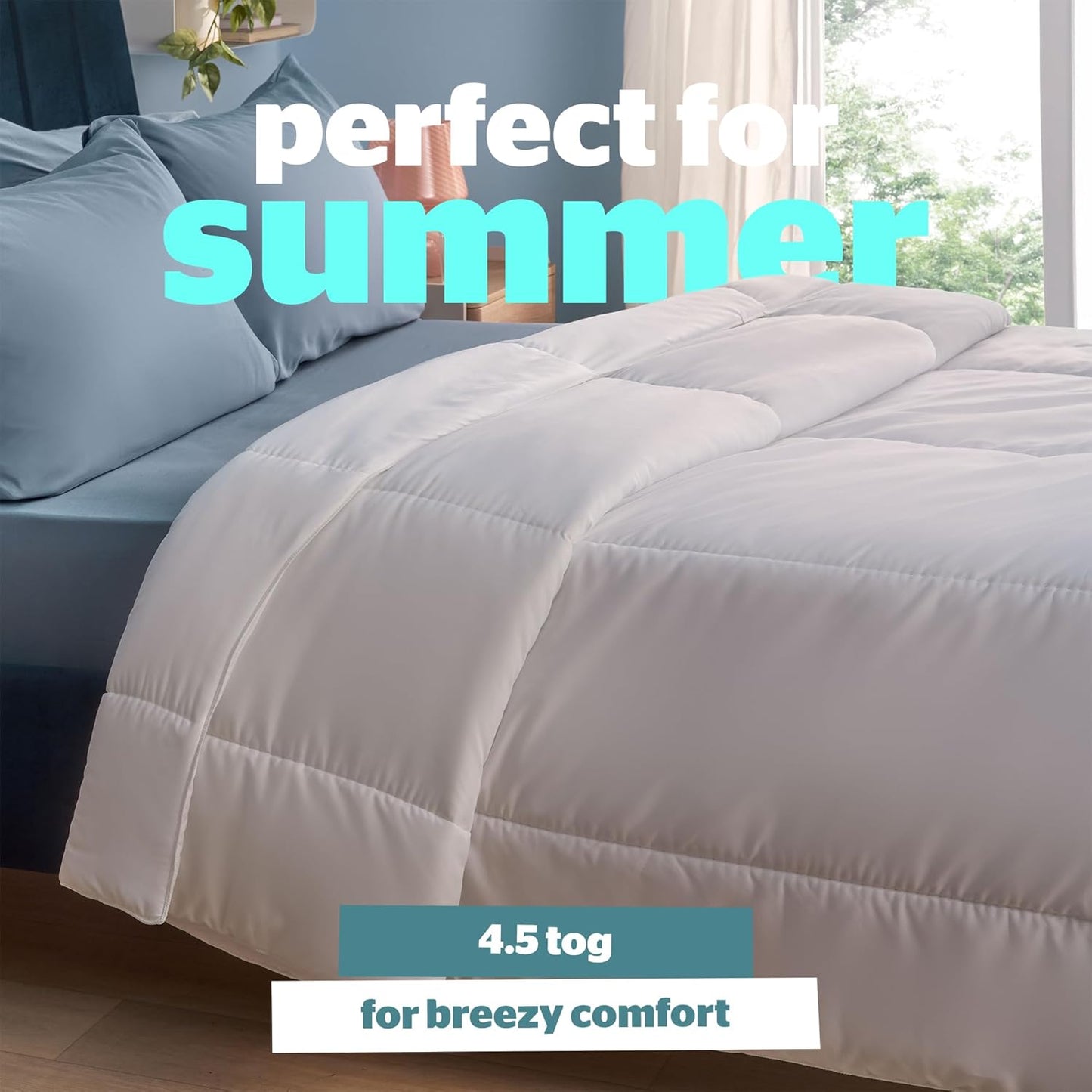 Silentnight Cooler Summer Single Duvet 4.5 Tog – Lightweight Hypoallergenic and Machine Washable Summer Duvet Quilt – Single, White