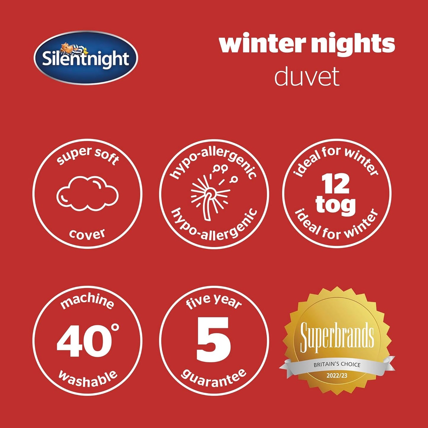 Silentnight Winter Nights Double Duvet – Soft Warm Cosy Thick Heavyweight Winter Quilt Duvet for Cold Nights Comfortable Hypoallergenic and Machine Washable – 200x200cm