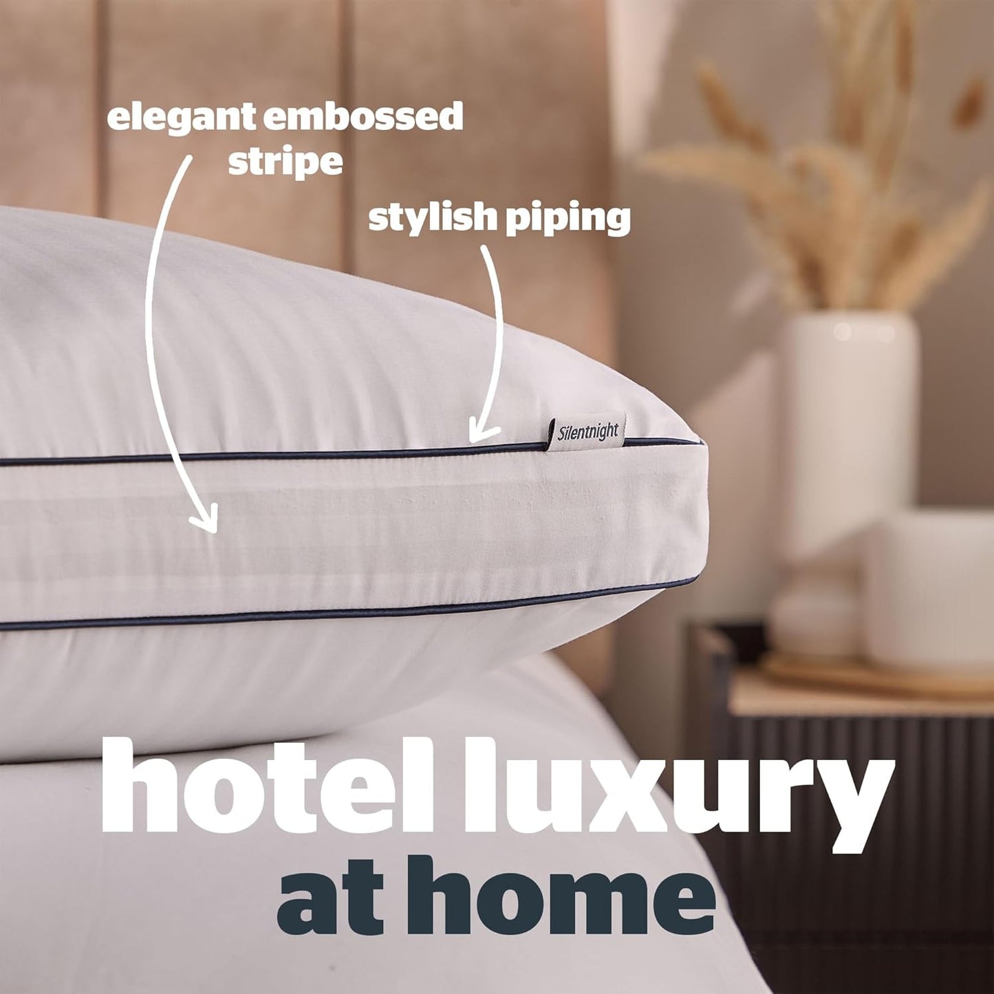 Silentnight Luxury Hotel Collection Box Support Pillow - Hotel Quality Back and Side Sleeper Pillow with Box Wall Design for Extra Head, Neck and Shoulder Support - Pack of 1