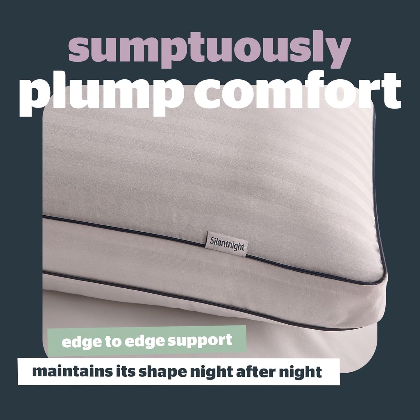 Silentnight Luxury Hotel Collection Box Support Pillow - Hotel Quality Back and Side Sleeper Pillow with Box Wall Design for Extra Head, Neck and Shoulder Support - Pack of 1