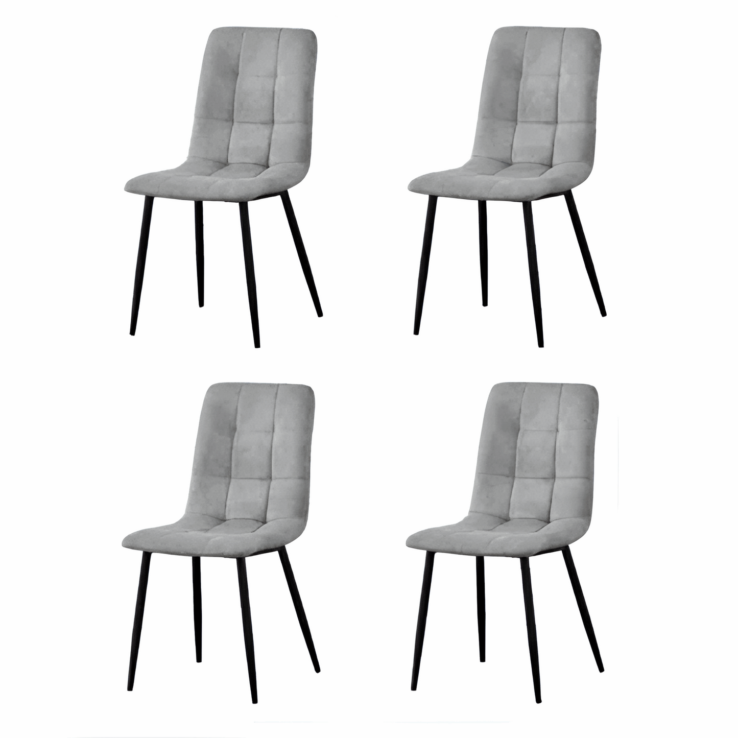 Light Grey Velvet Dining Chairs – Set of 4