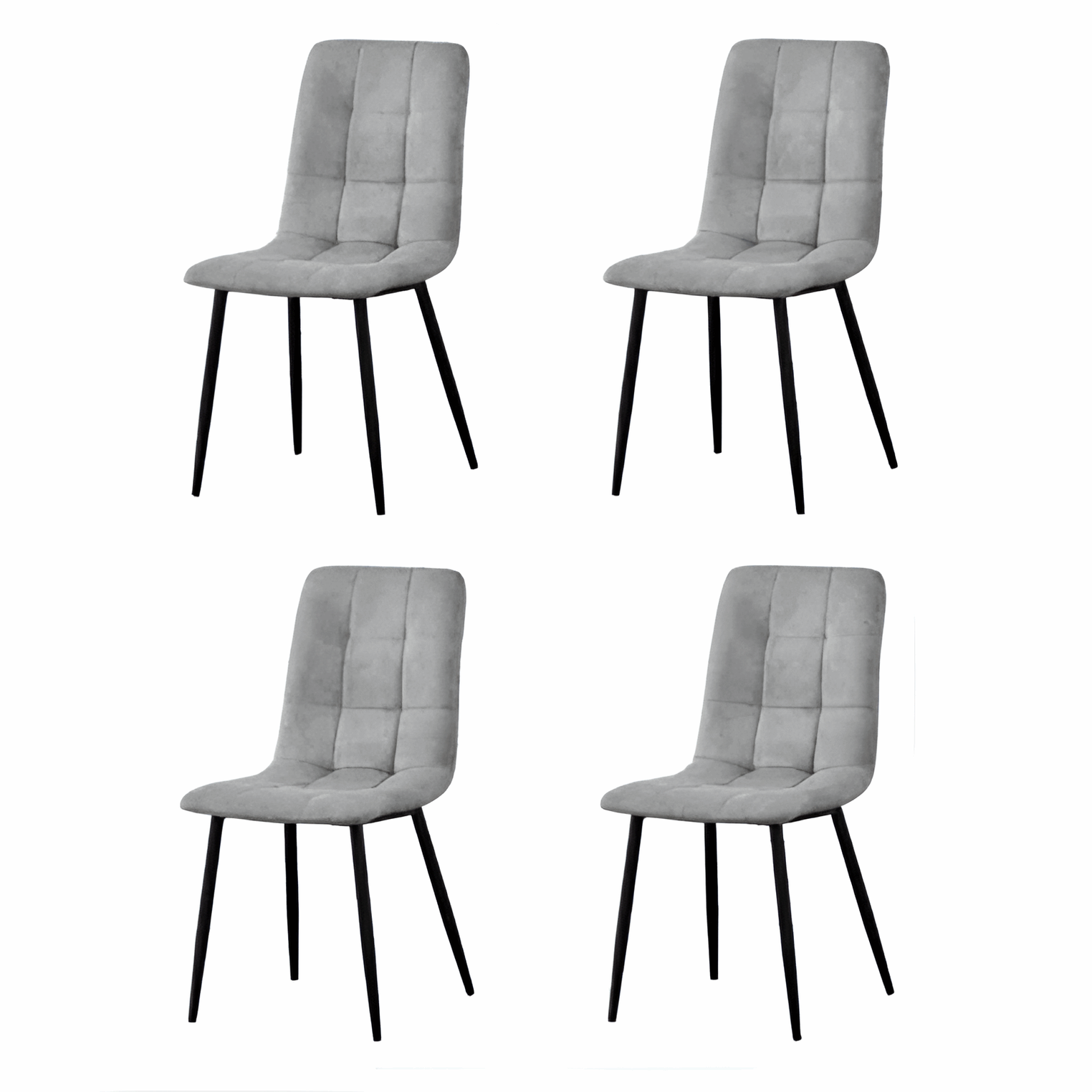 Light Grey Velvet Dining Chairs – Set of 4