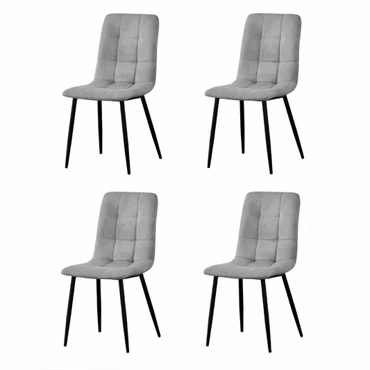 Light Grey Velvet Dining Chairs – Set of 4