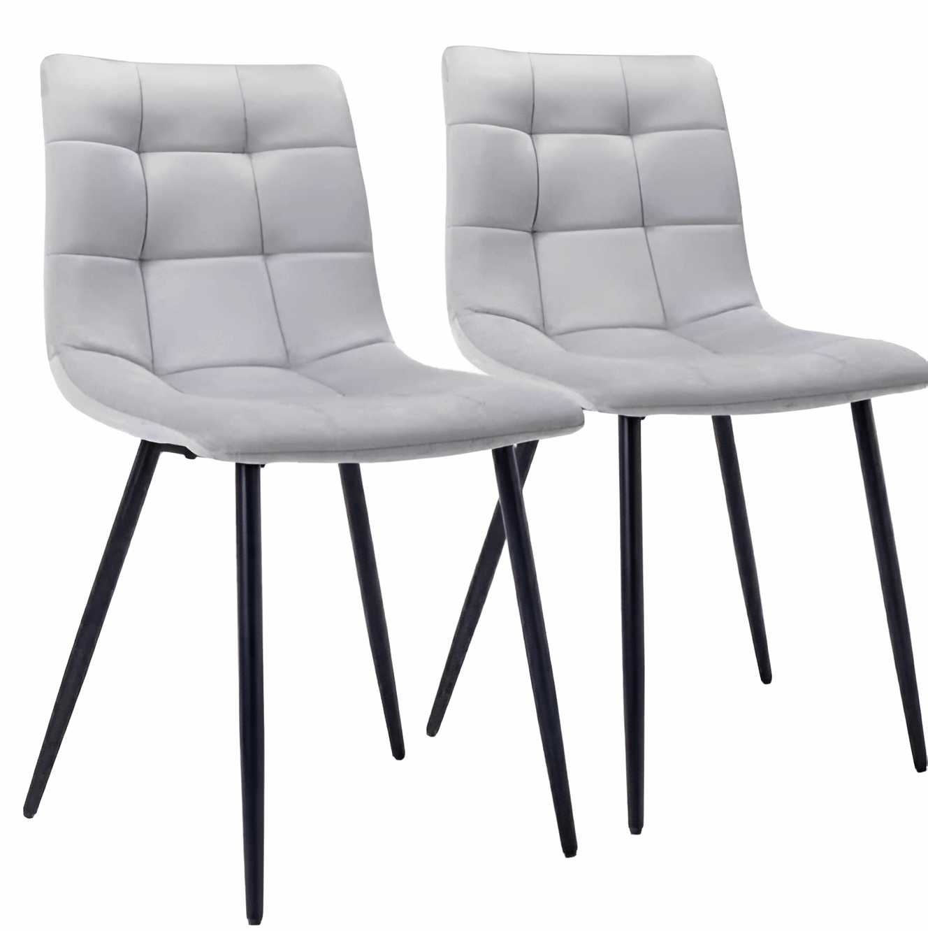 Light Grey Velvet Dining Chairs – Set of 4