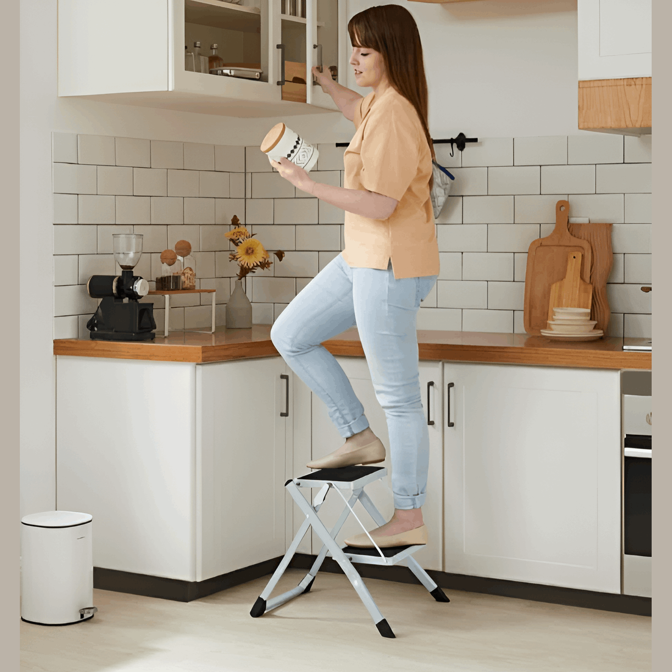 Heavy-Duty 2-Step Folding Step Ladder with Non-Slip Tread
