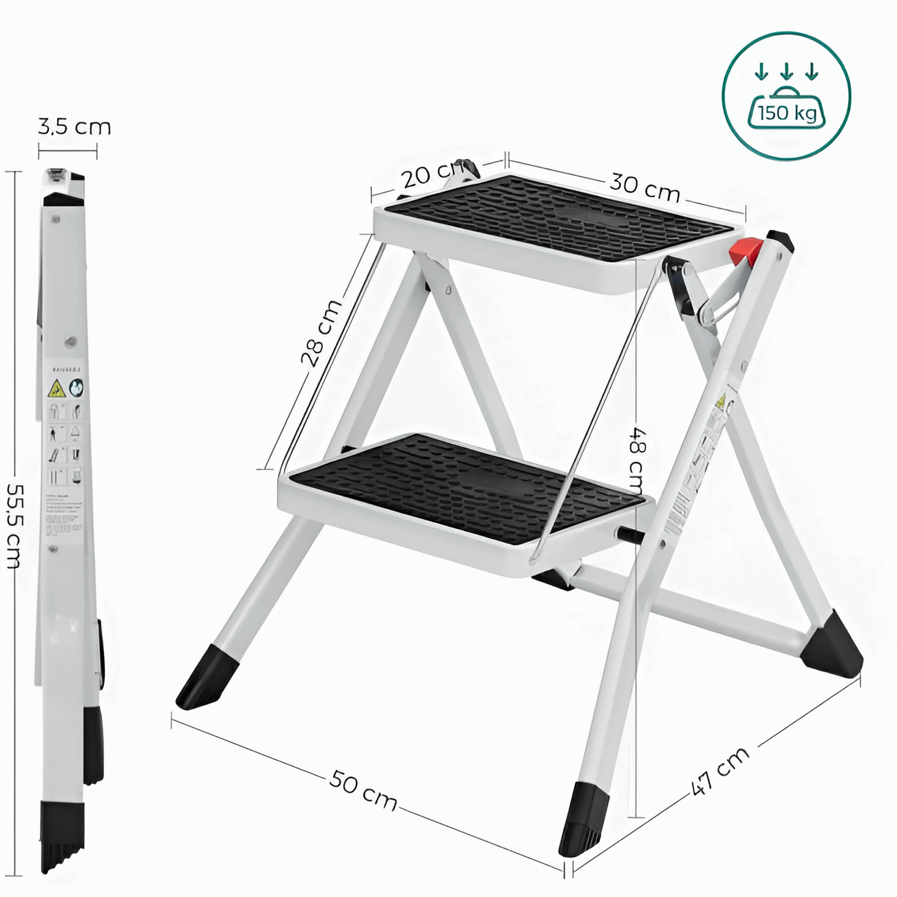 Heavy-Duty 2-Step Folding Step Ladder with Non-Slip Tread