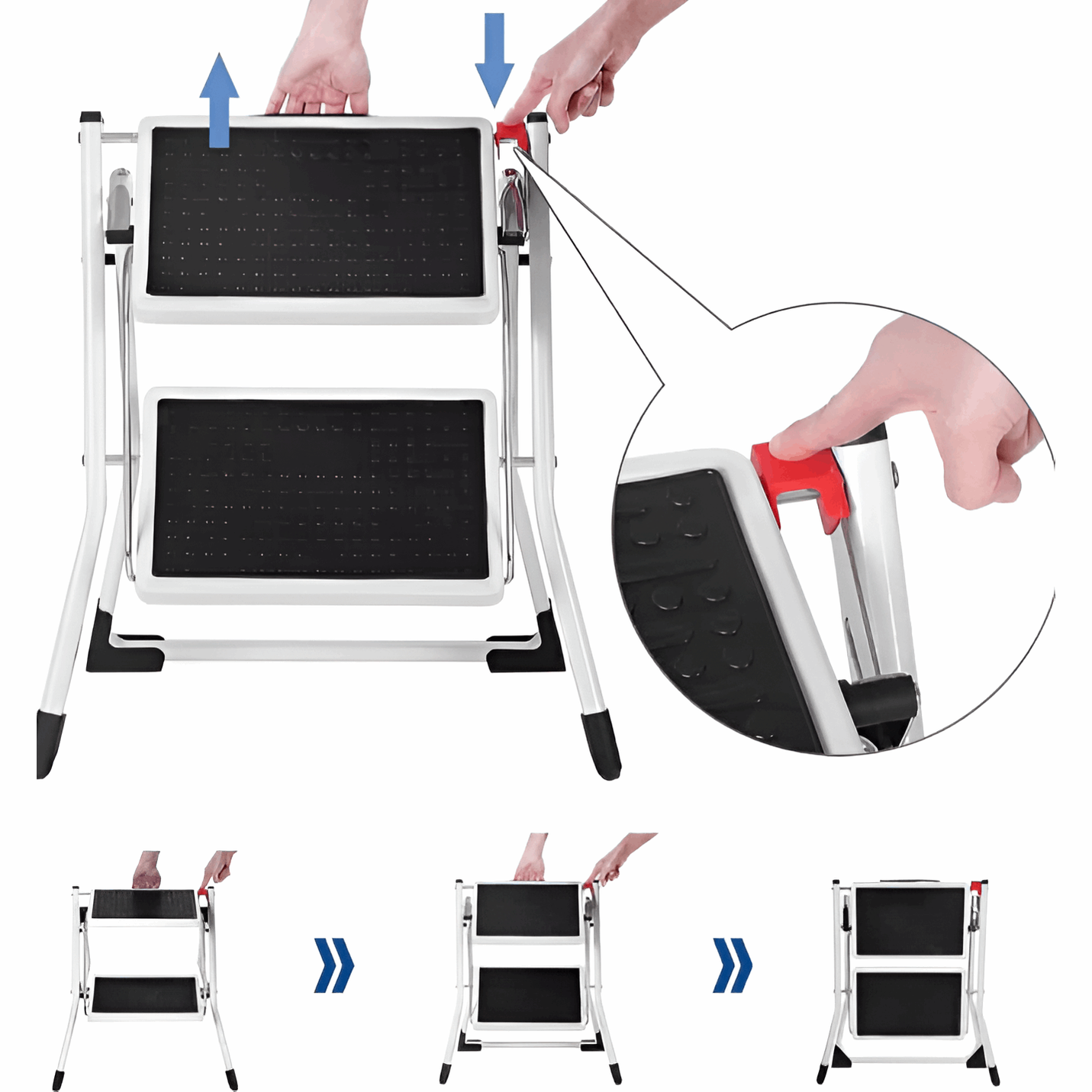 Heavy-Duty 2-Step Folding Step Ladder with Non-Slip Tread