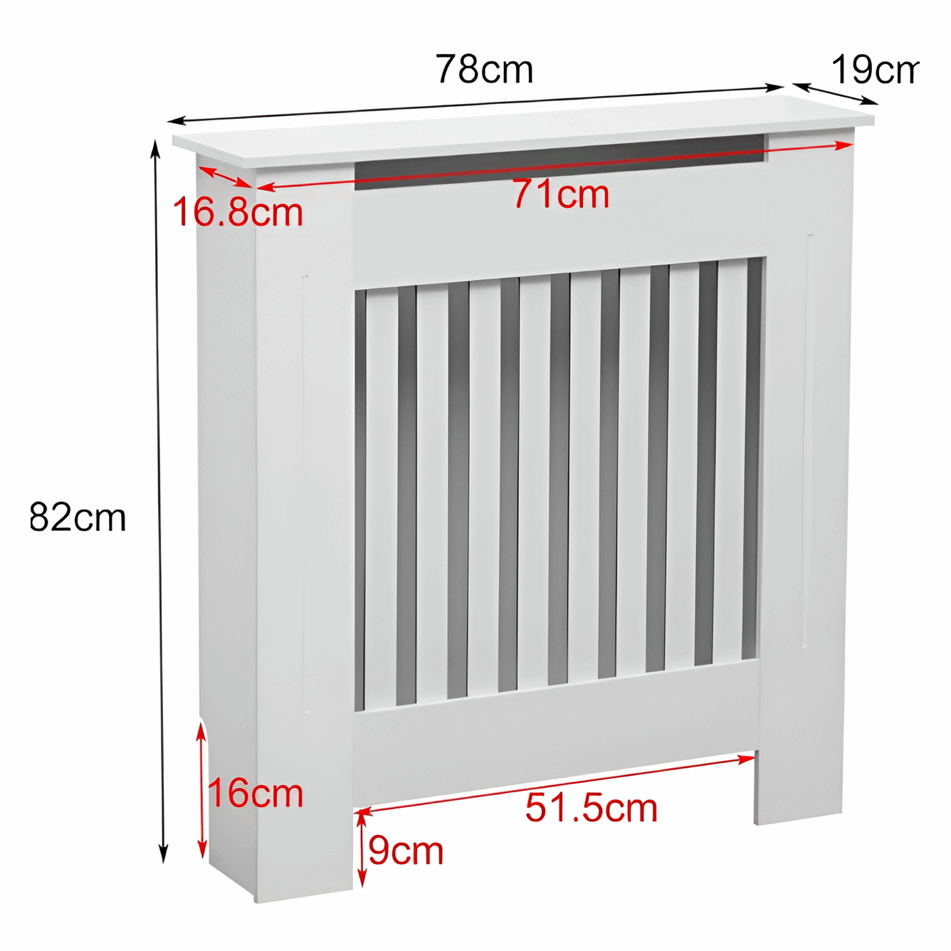White Radiator Cover – Small Size with Modern Vertical Slats