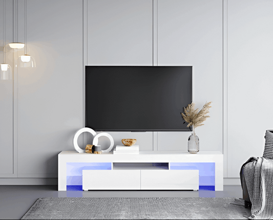 Meander White Gloss 200cm TV Media Unit LED Fits up to 80” TVs 08020009J