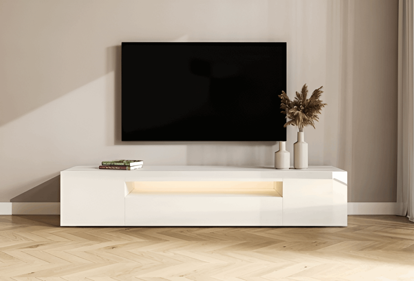 White Gloss LED TV Stand & Media Unit Fits TVs Up to 85” 08020022J