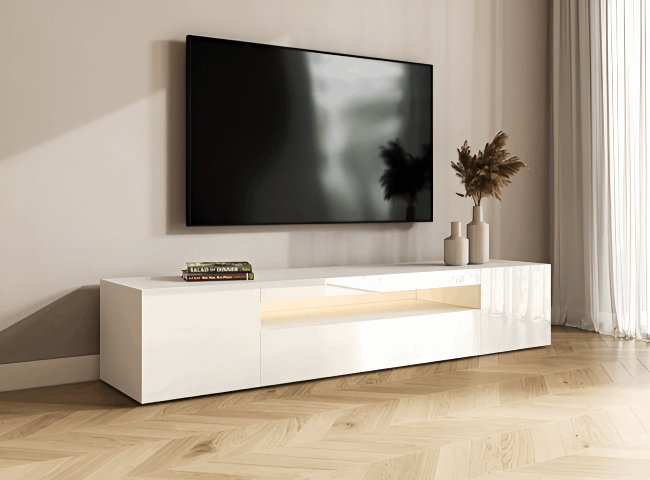 White Gloss LED TV Stand & Media Unit Fits TVs Up to 85” 08020022J