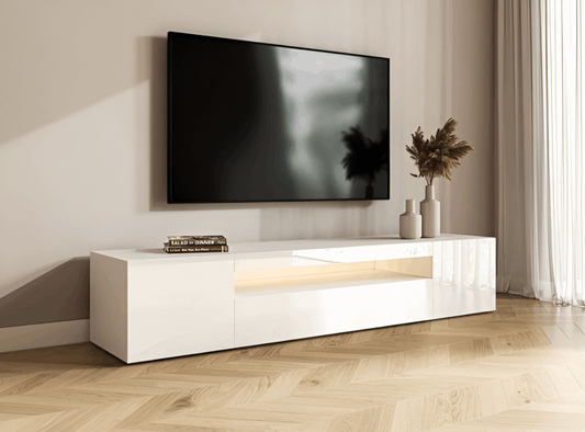 White Gloss LED TV Stand & Media Unit Fits TVs Up to 85” 08020022J
