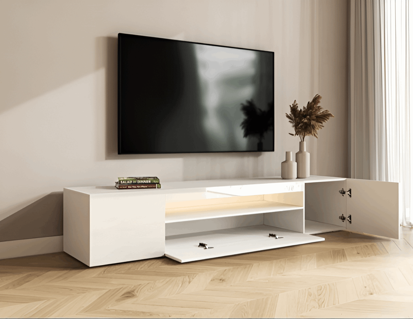 White Gloss LED TV Stand & Media Unit Fits TVs Up to 85” 08020022J