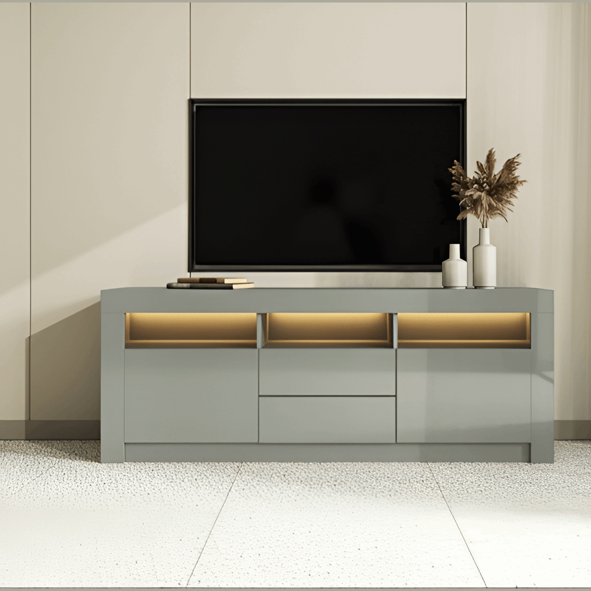 Grey Gloss LED TV Stand & Media Unit Fits TVs Up to 65” 08020035J