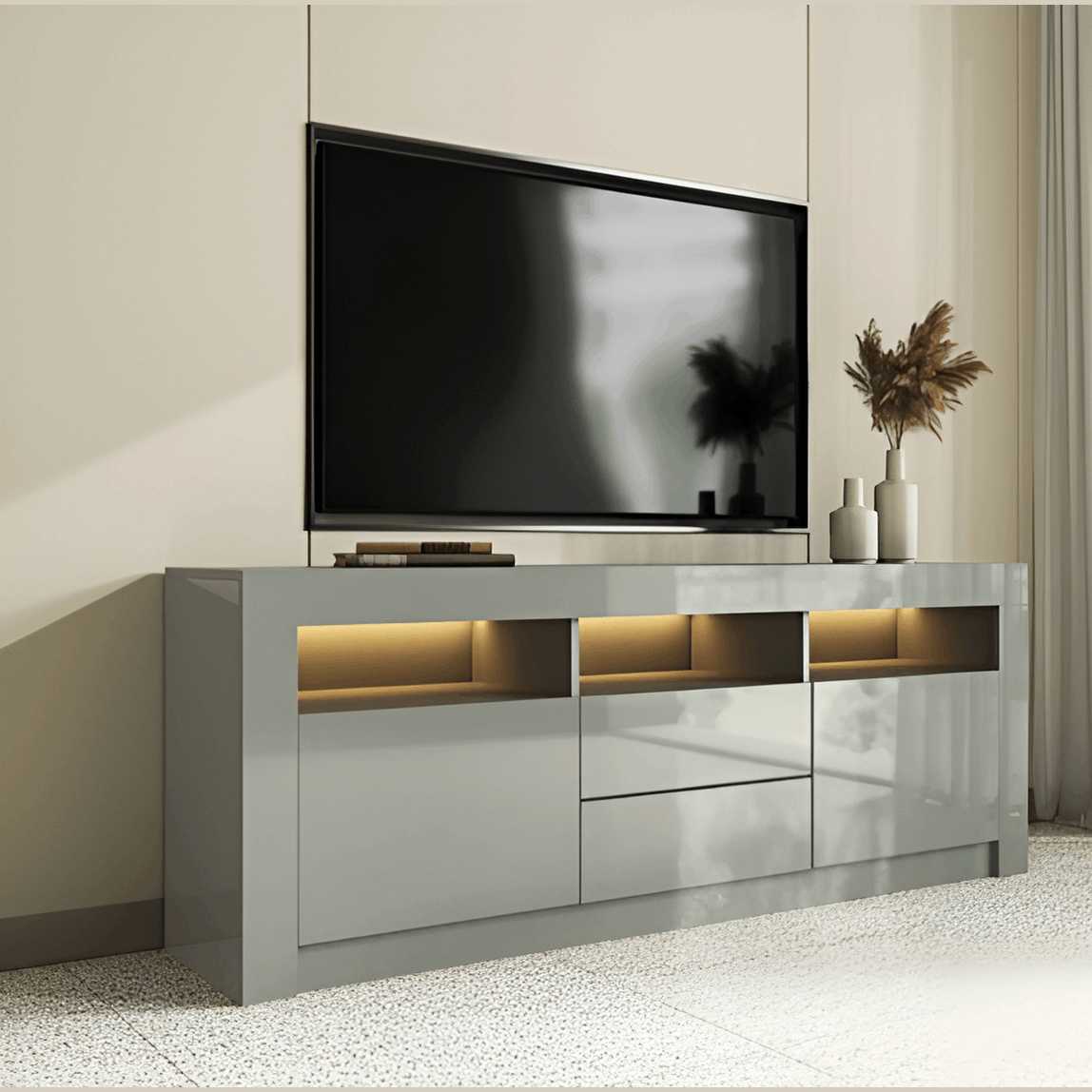 Grey Gloss LED TV Stand & Media Unit Fits TVs Up to 65” 08020035J