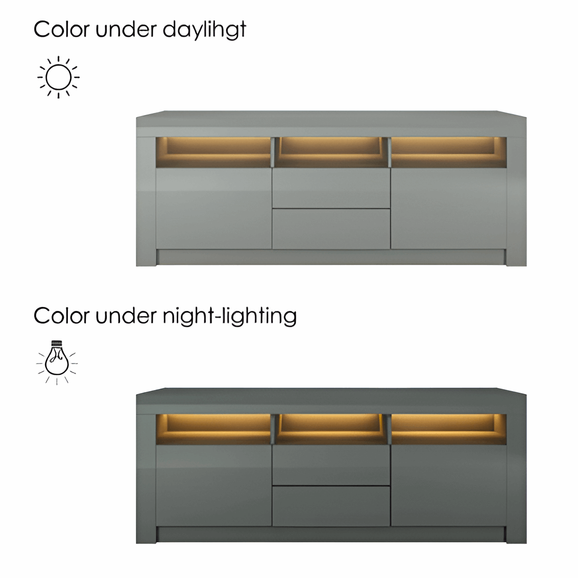 Grey Gloss LED TV Stand & Media Unit Fits TVs Up to 65” 08020035J