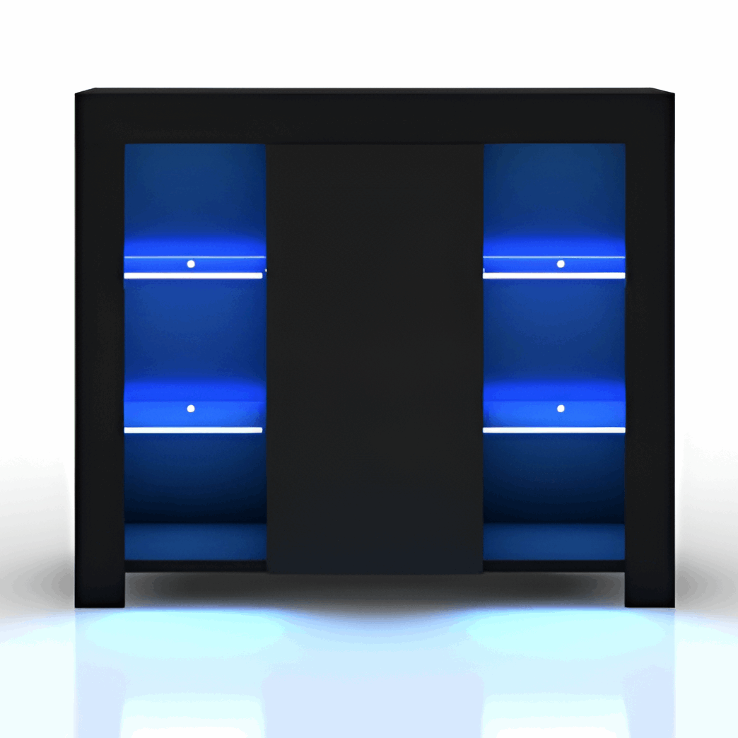 Modern Black Gloss Sideboard Cabinet with LED Lighting 08030004