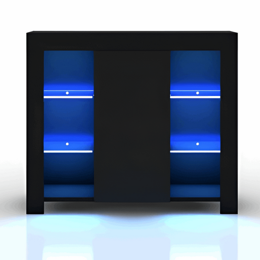 Modern Black Gloss Sideboard Cabinet with LED Lighting 08030004
