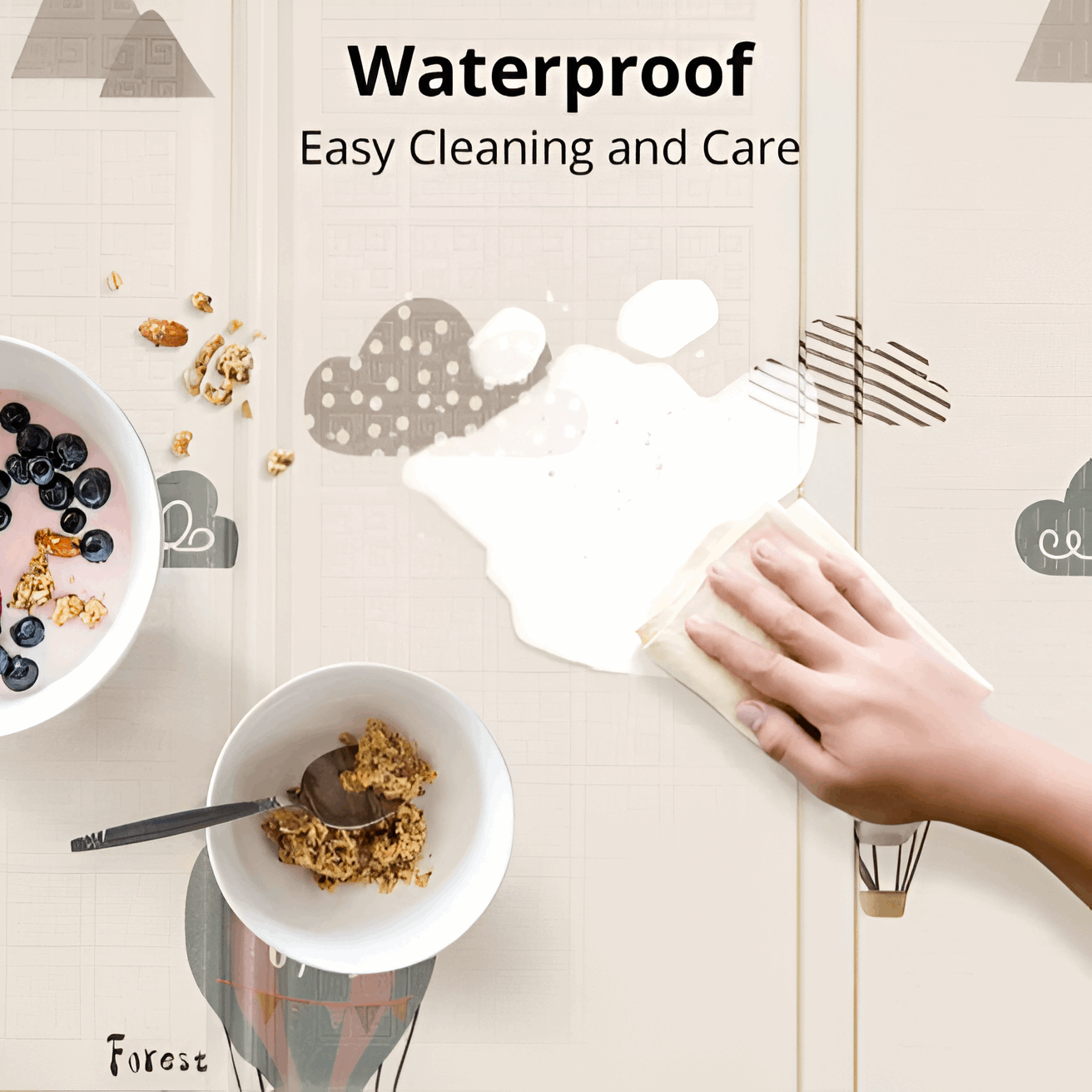 Extra Large Reversible Baby Play Mat 200x180cm, Waterproof & Foldable