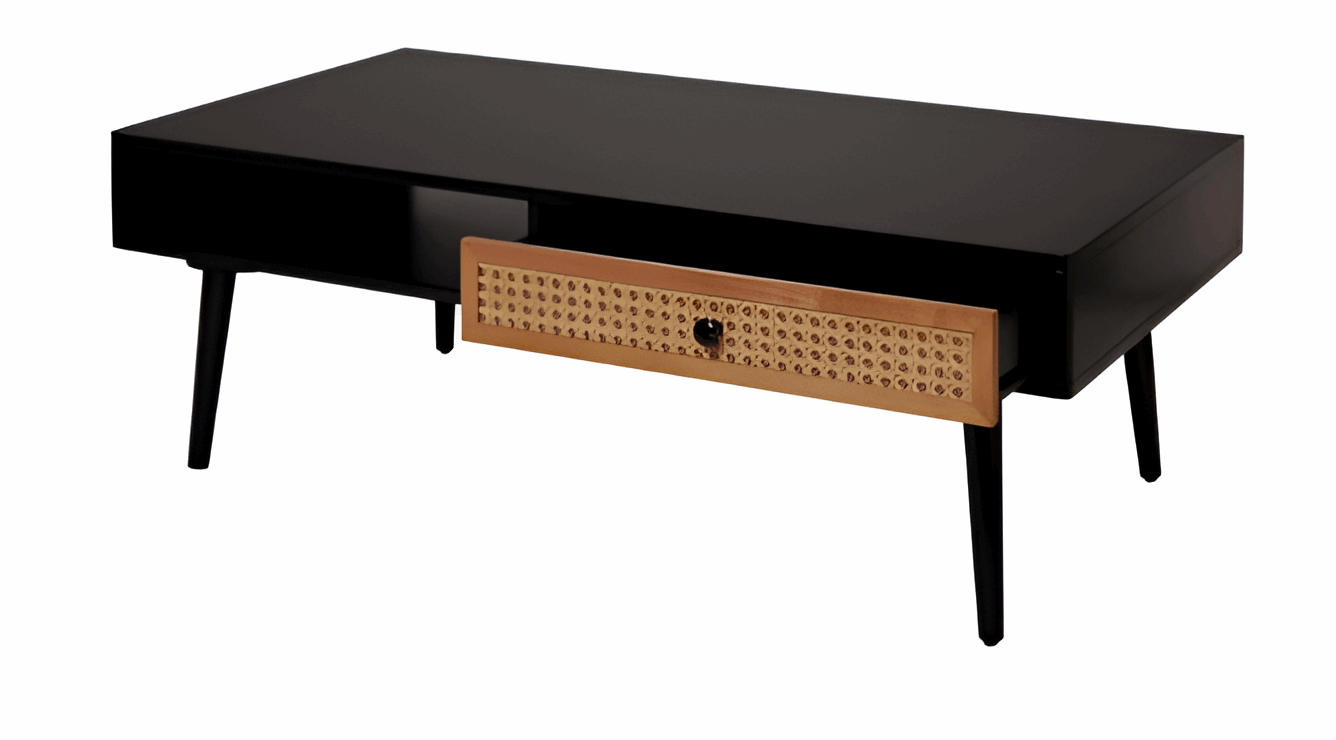 Leona Black Rattan Effect Coffee Table