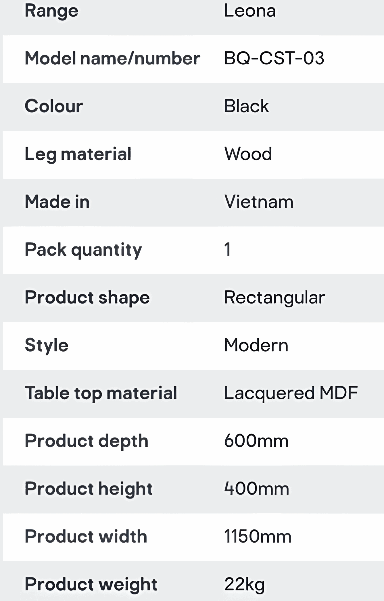Leona Black Rattan Effect Coffee Table