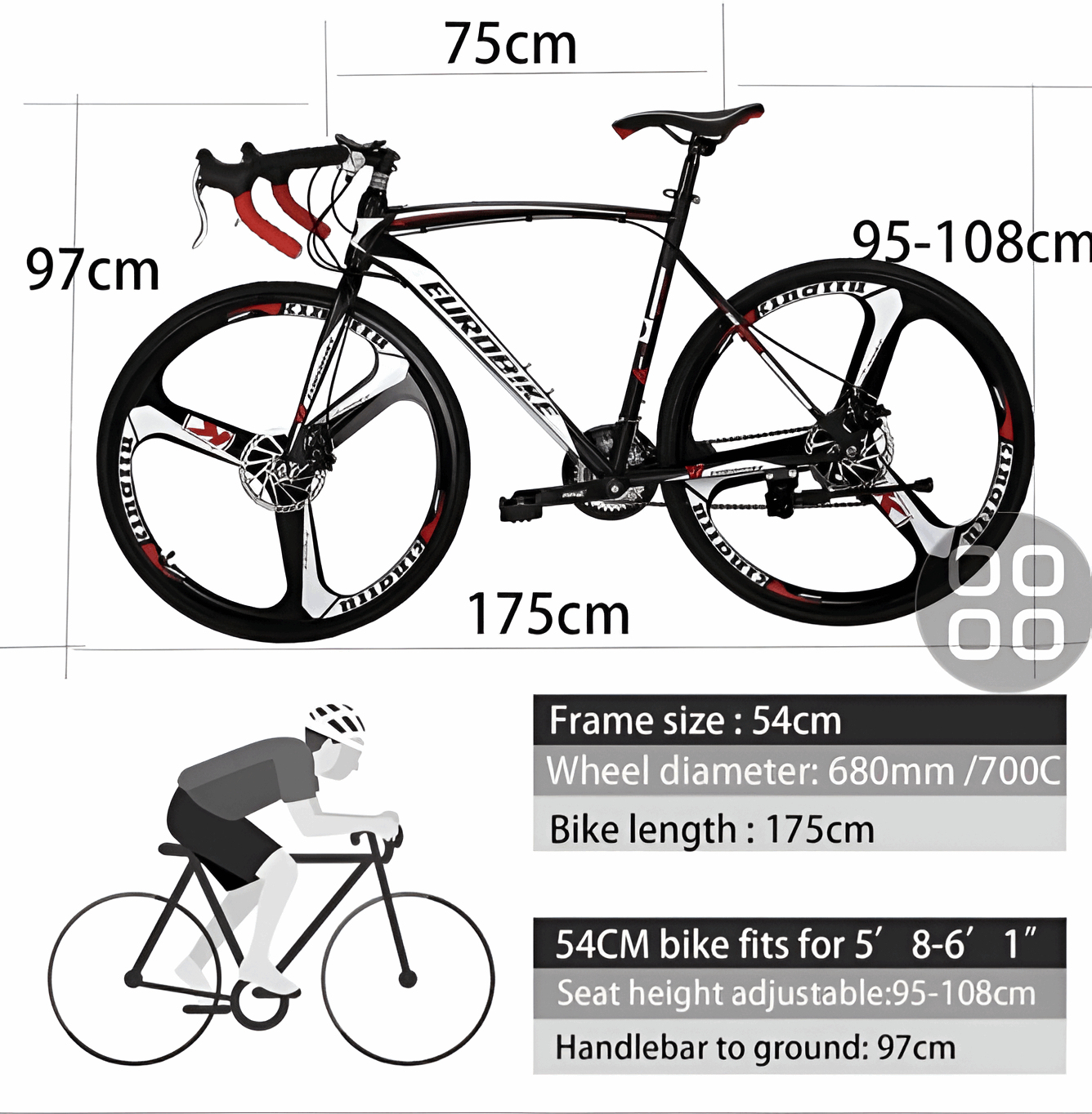 Eurobike XC550 21-Speed Men’s Road Bike 54cm Frame