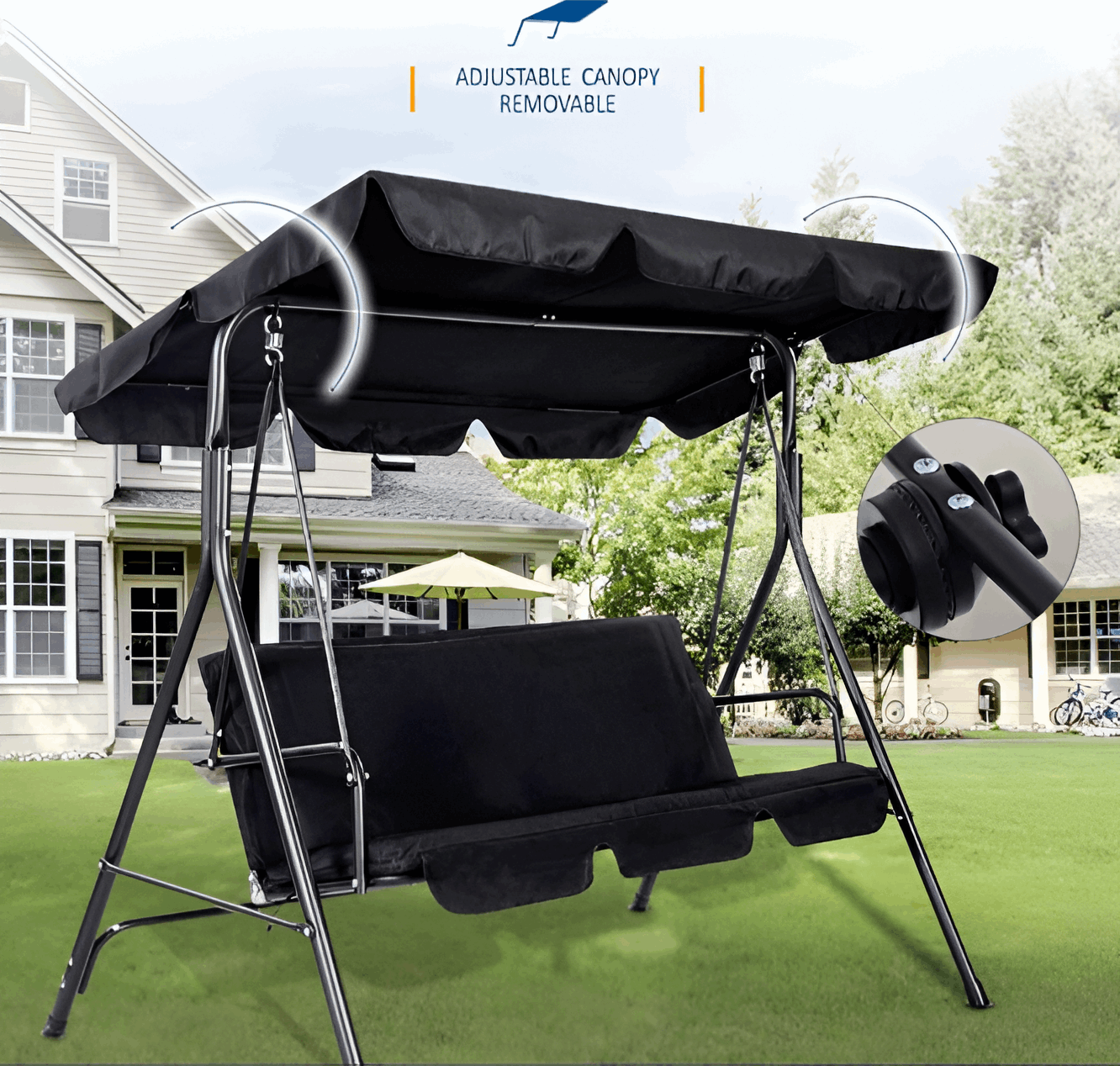 Garden Swing Hammock 3 Seater with Canopy – M320J