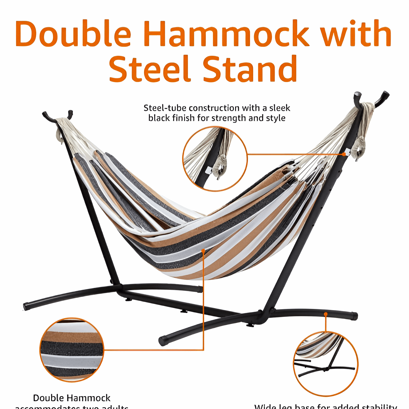 Garden Hammock Double Freestanding – Multicolour