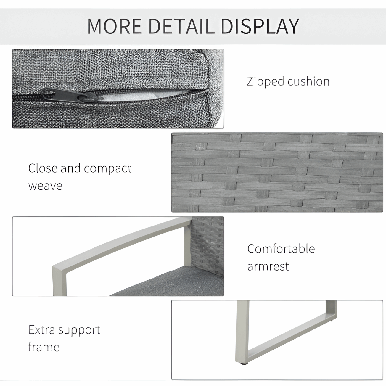 Garden Rattan Wicker 4-Piece Sofa Set Grey