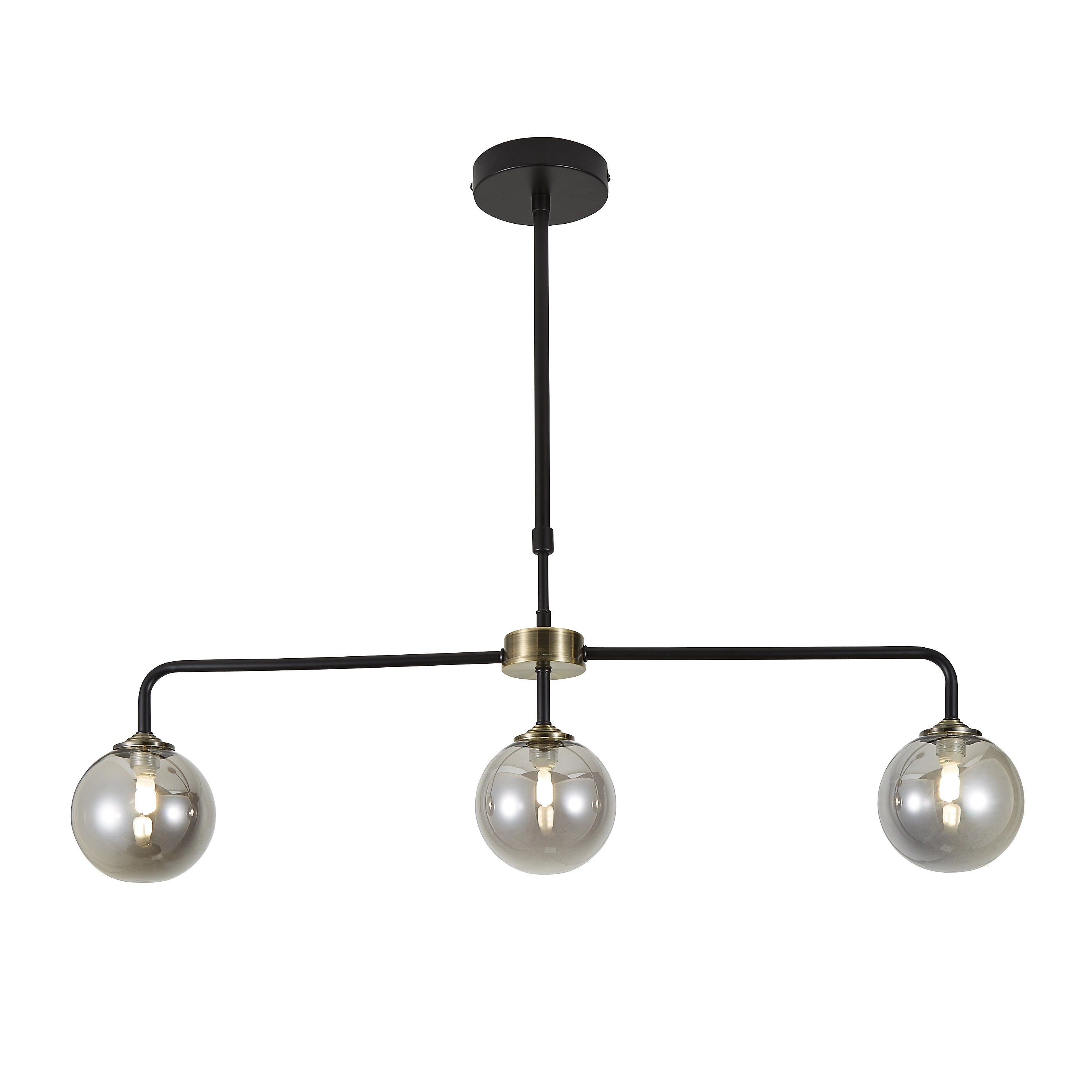 Inlight Agile Matt Glass & metal Black Antique brass & smoked glass effect LED Ceiling light