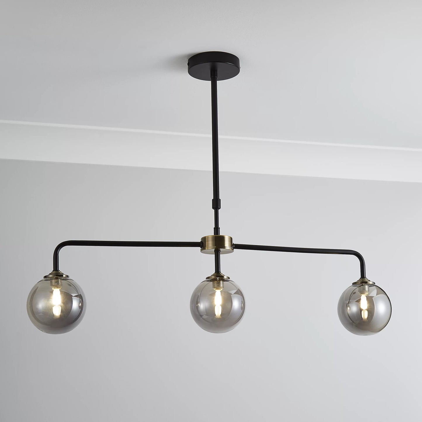 Inlight Agile Matt Glass & metal Black Antique brass & smoked glass effect LED Ceiling light