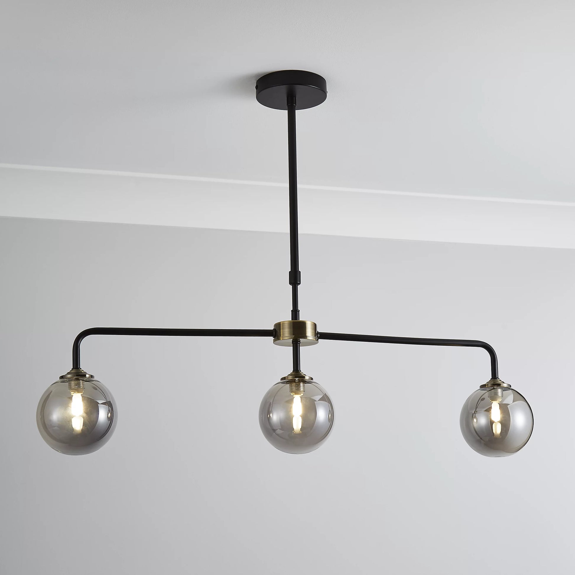 Inlight Agile Matt Glass & metal Black Antique brass & smoked glass effect LED Ceiling light