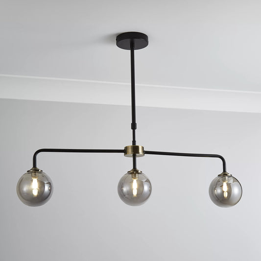 Inlight Agile Matt Glass & metal Black Antique brass & smoked glass effect LED Ceiling light